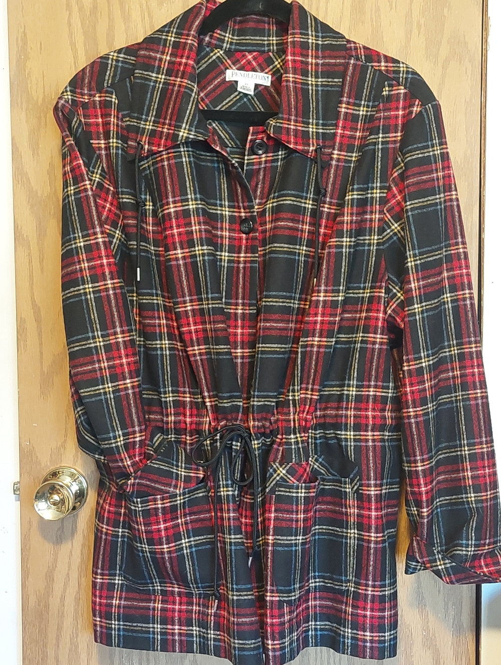 PENDLETON PLUS 3X Plaid jacket tartan drawstring lightweight wool